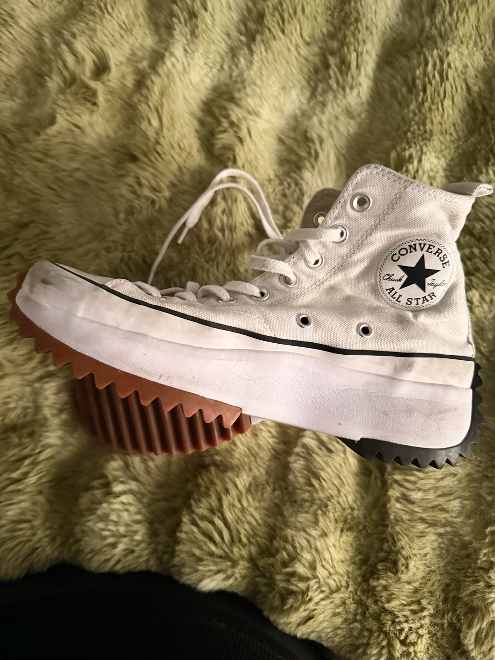 Converse White High-Top Platform Sneaker with Two-Tone Ribbed Sole